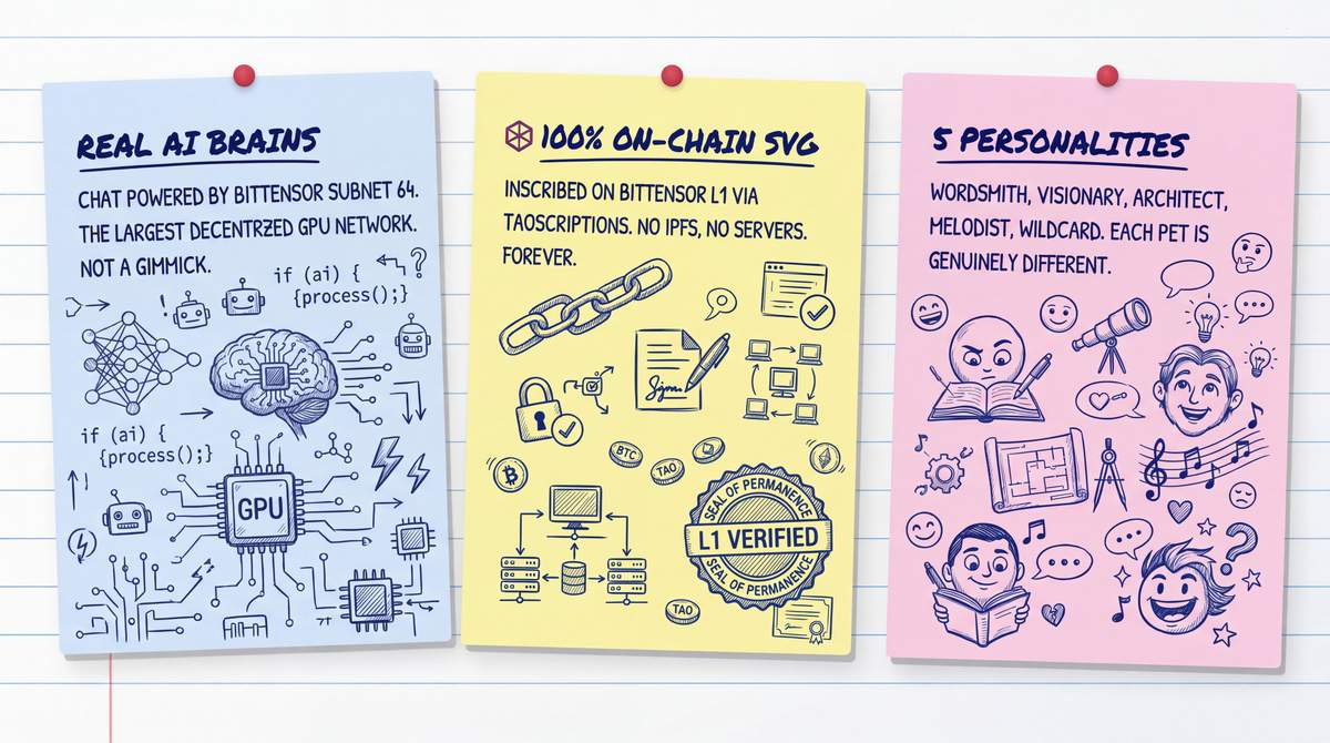 Real AI Brains, 100% On-Chain SVG, 5 Personalities